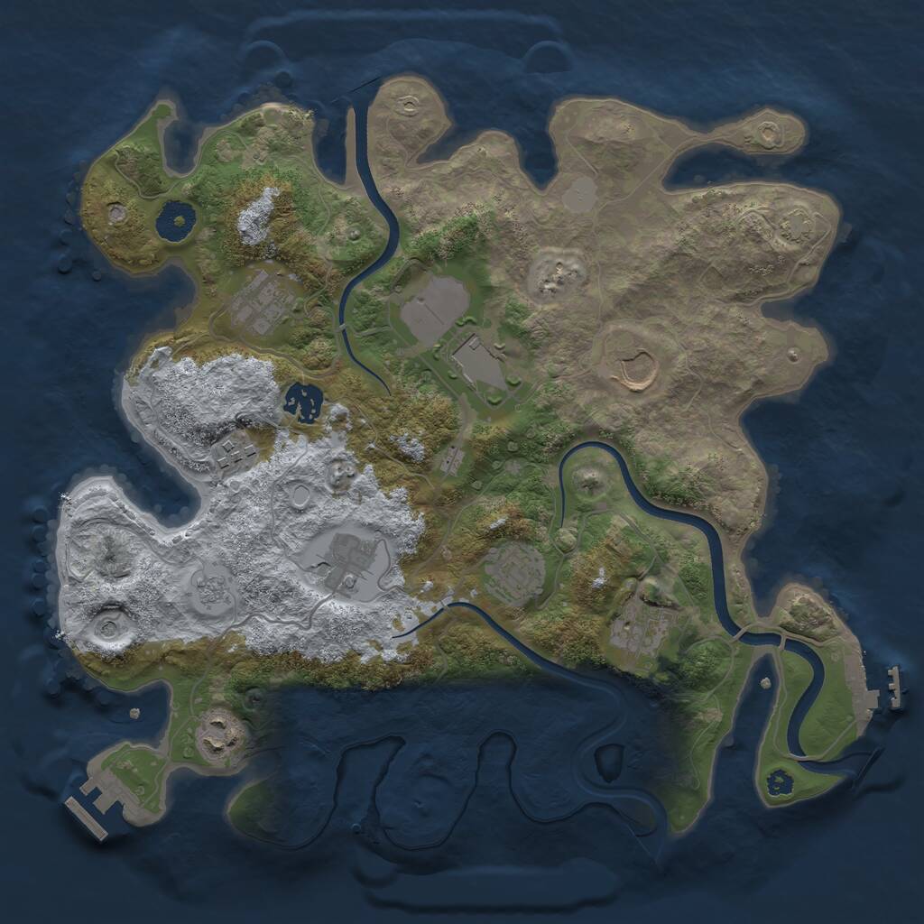 Rust Map: Procedural Map, Size: 3500, Seed: 2105079223, 15 Monuments