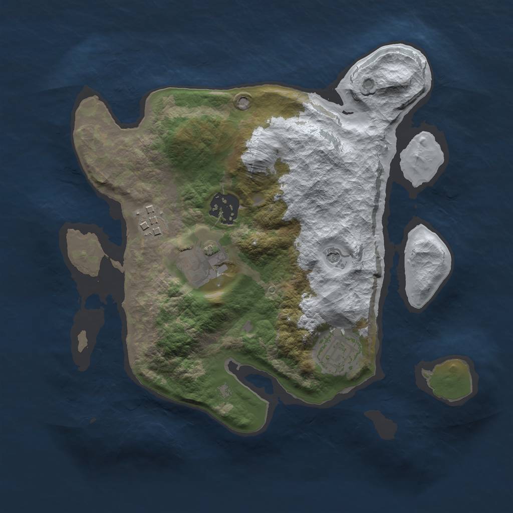 Rust Map: Barren, Size: 2500, Seed: 2395359, 7 Monuments