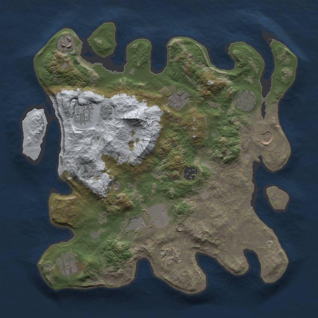 Rust Map: Barren, Size: 3500, Seed: 5177018, 13 Monuments