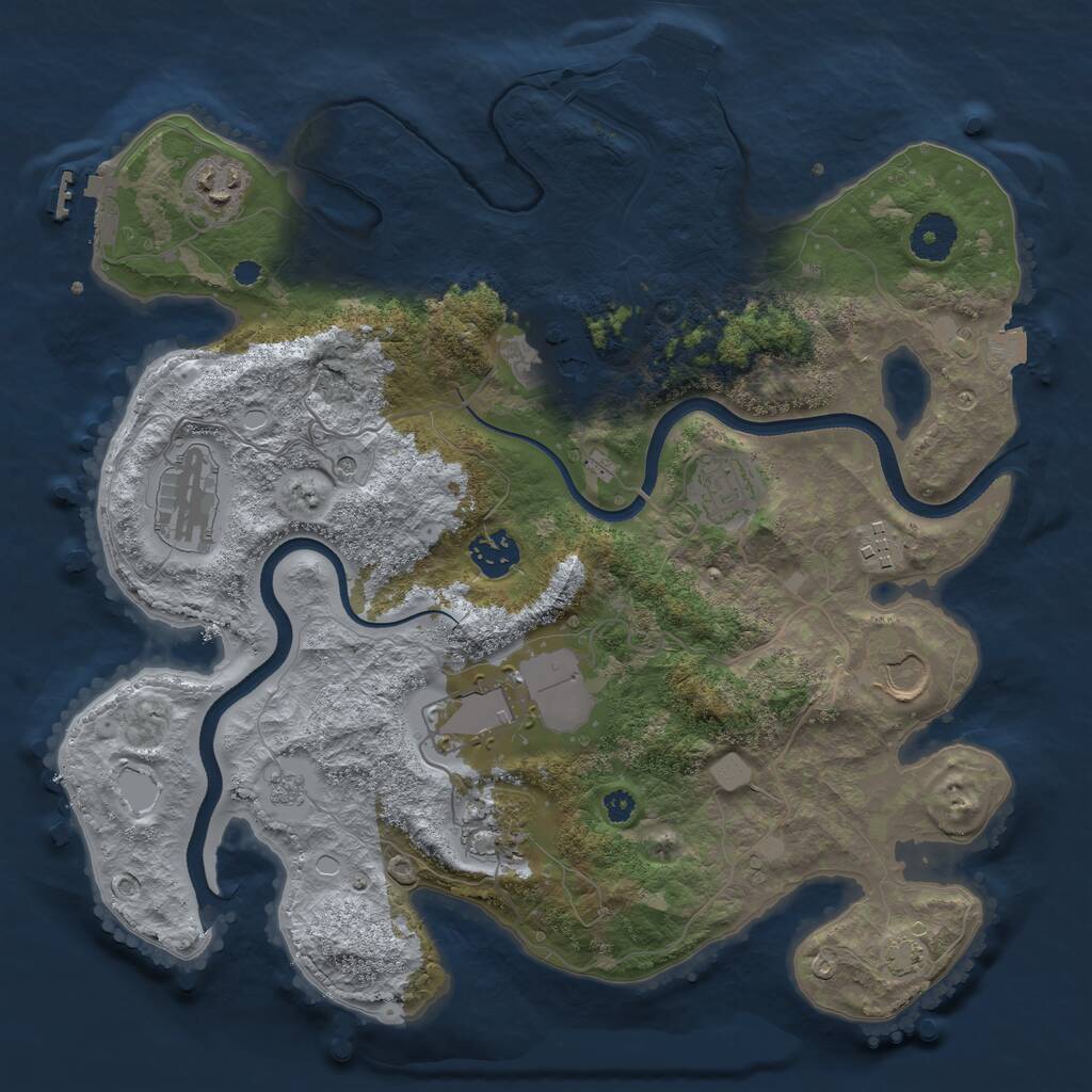 Rust Map: Procedural Map, Size: 3500, Seed: 3827783, 15 Monuments