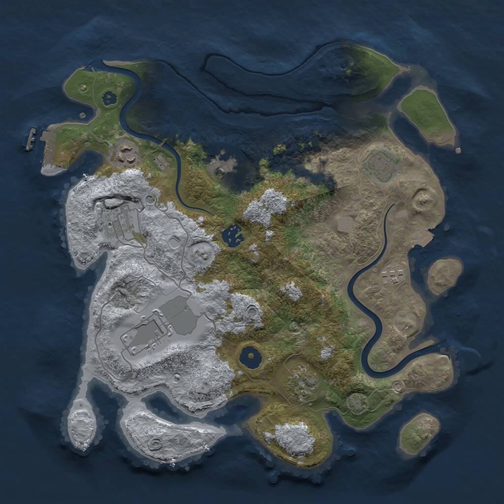 Rust Map: Procedural Map, Size: 3500, Seed: 5090705, 12 Monuments