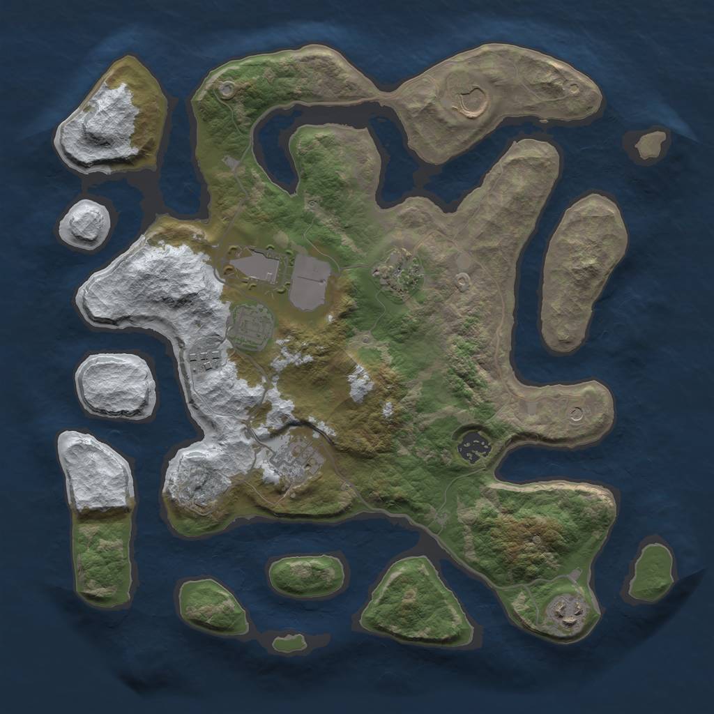 Rust Map: Barren, Size: 3500, Seed: 6111072, 11 Monuments