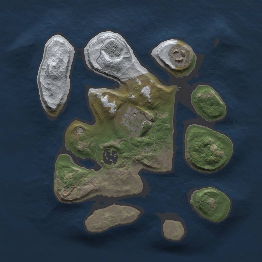 Rust Map: Barren, Size: 2500, Seed: 6256345, 6 Monuments