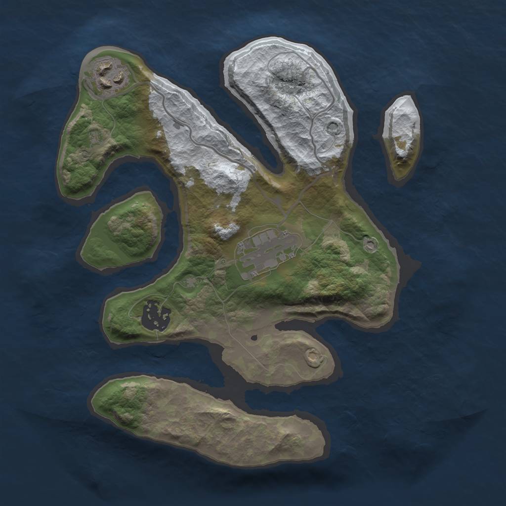 Rust Map: Barren, Size: 2500, Seed: 5504925, 5 Monuments