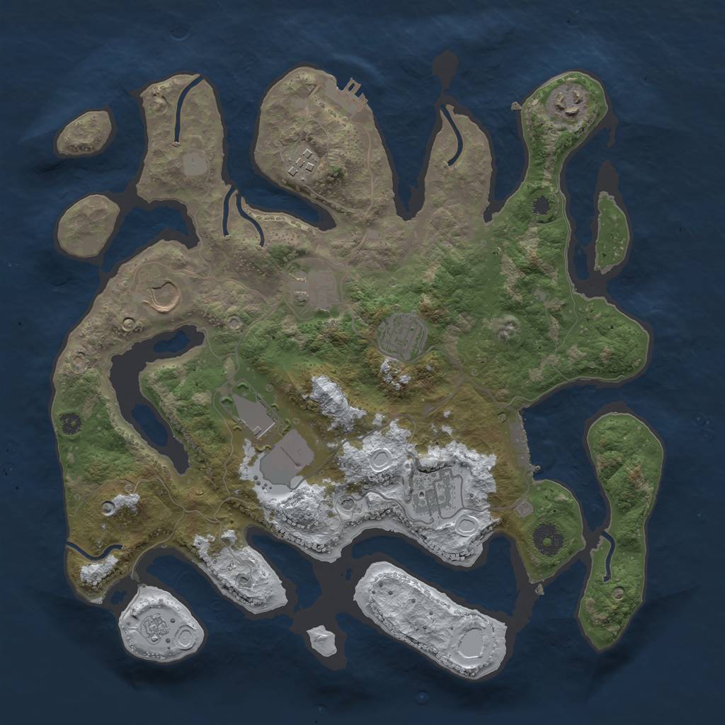 Rust Map: Procedural Map, Size: 3500, Seed: 1096636, 16 Monuments