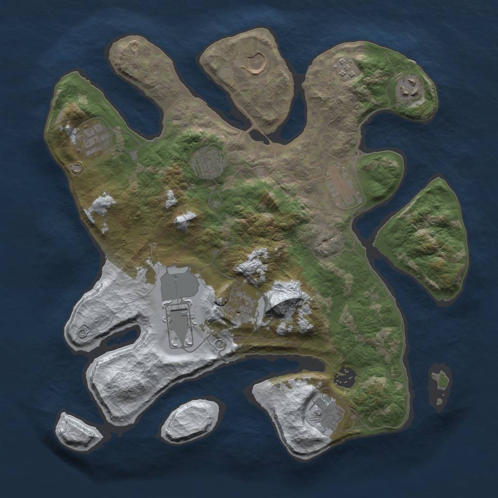 Rust Map: Barren, Size: 3500, Seed: 3388819, 13 Monuments