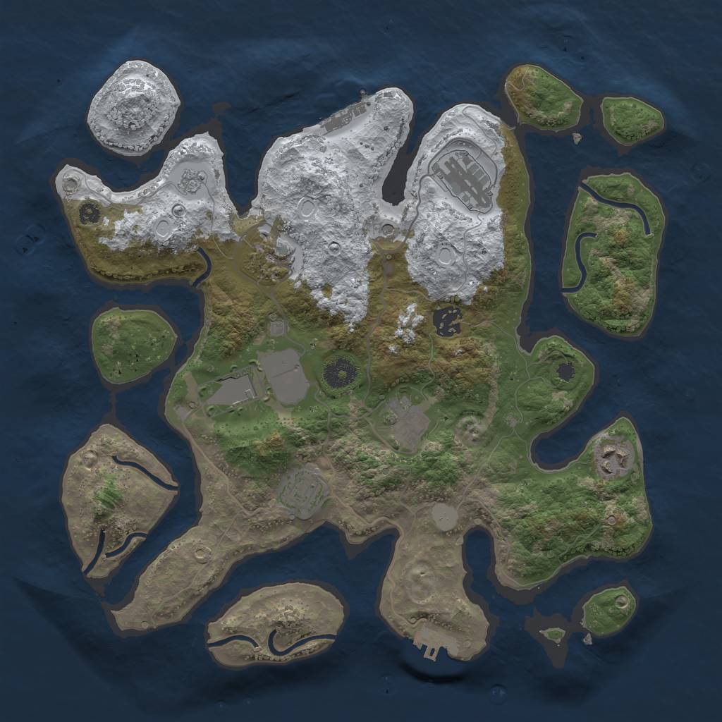 Rust Map: Procedural Map, Size: 3500, Seed: 1059075, 16 Monuments