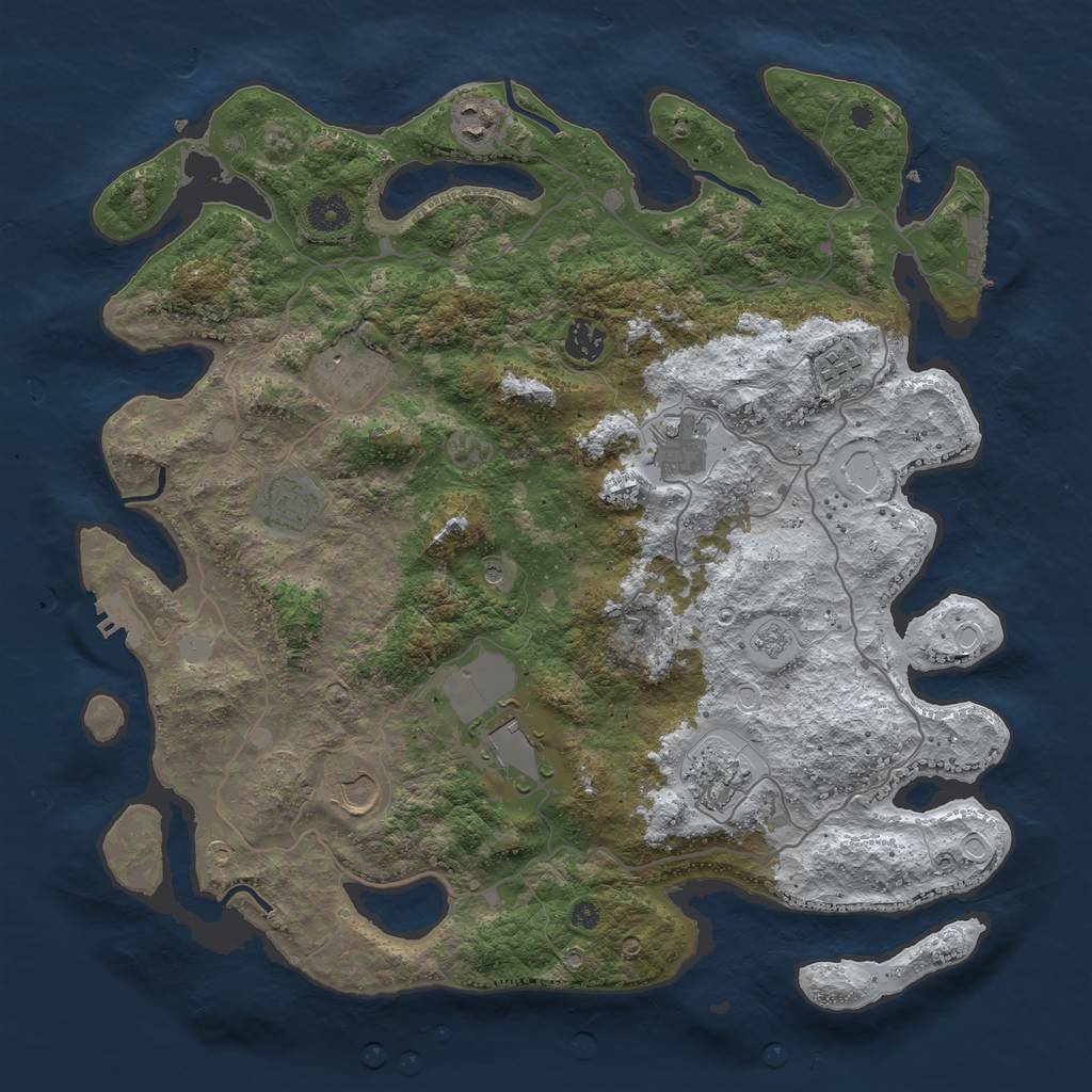 Rust Map: Procedural Map, Size: 4000, Seed: 1370726, 18 Monuments
