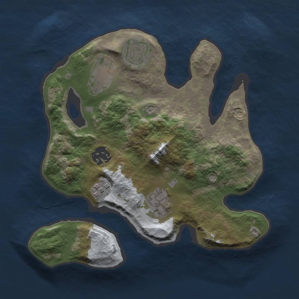 Rust Map: Barren, Size: 2500, Seed: 340717, 8 Monuments