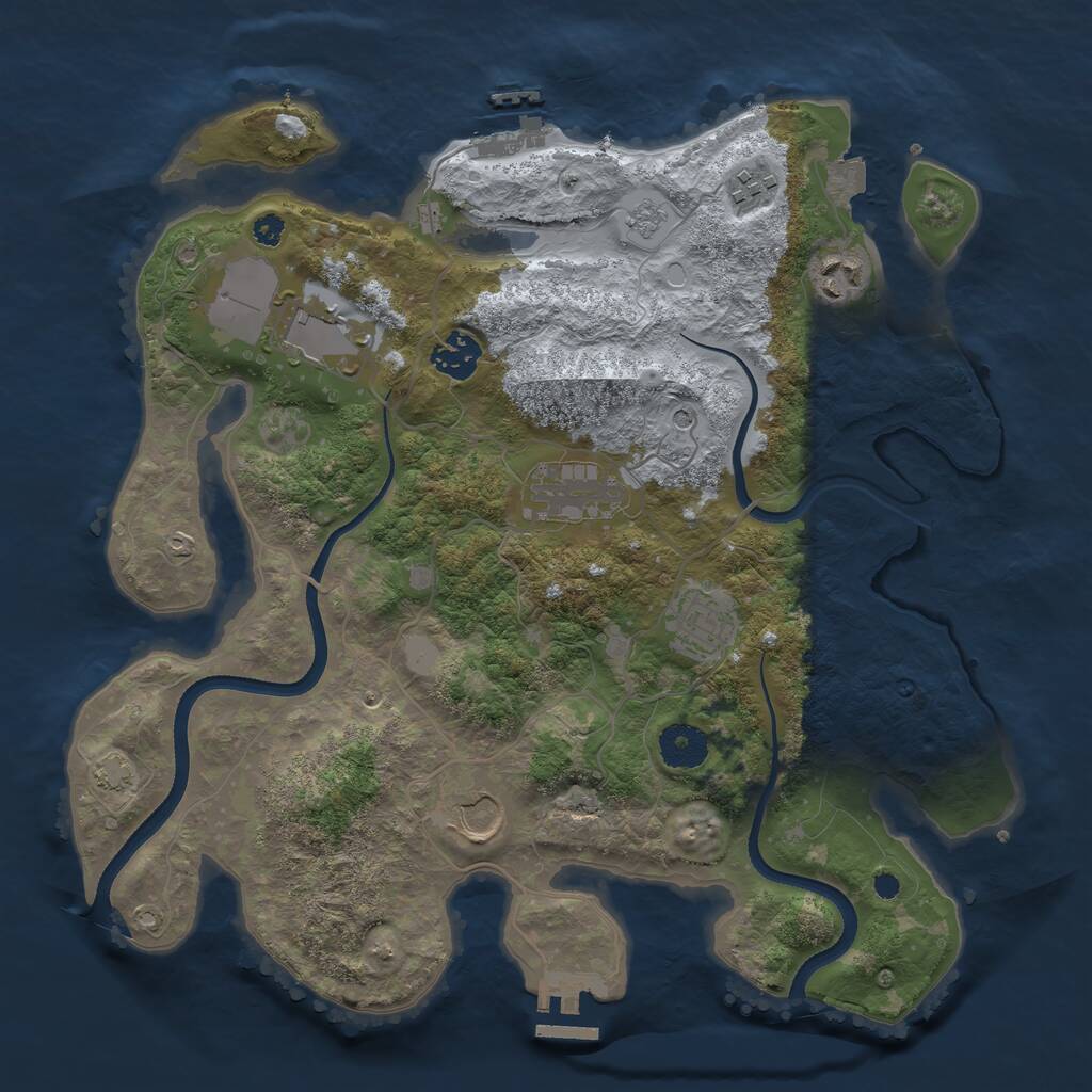 Rust Map: Procedural Map, Size: 3500, Seed: 3914340, 13 Monuments