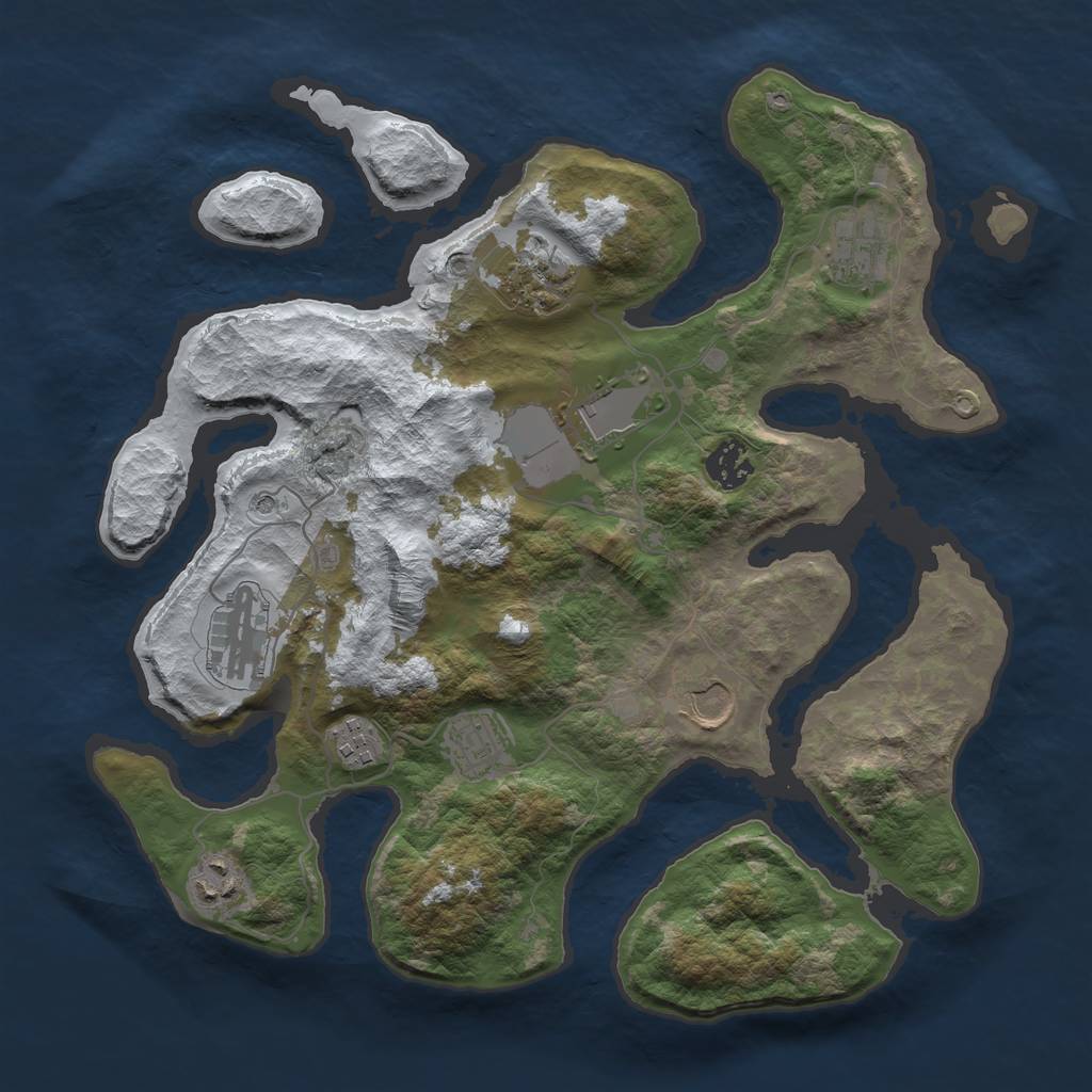 Rust Map: Barren, Size: 3500, Seed: 6278930, 12 Monuments