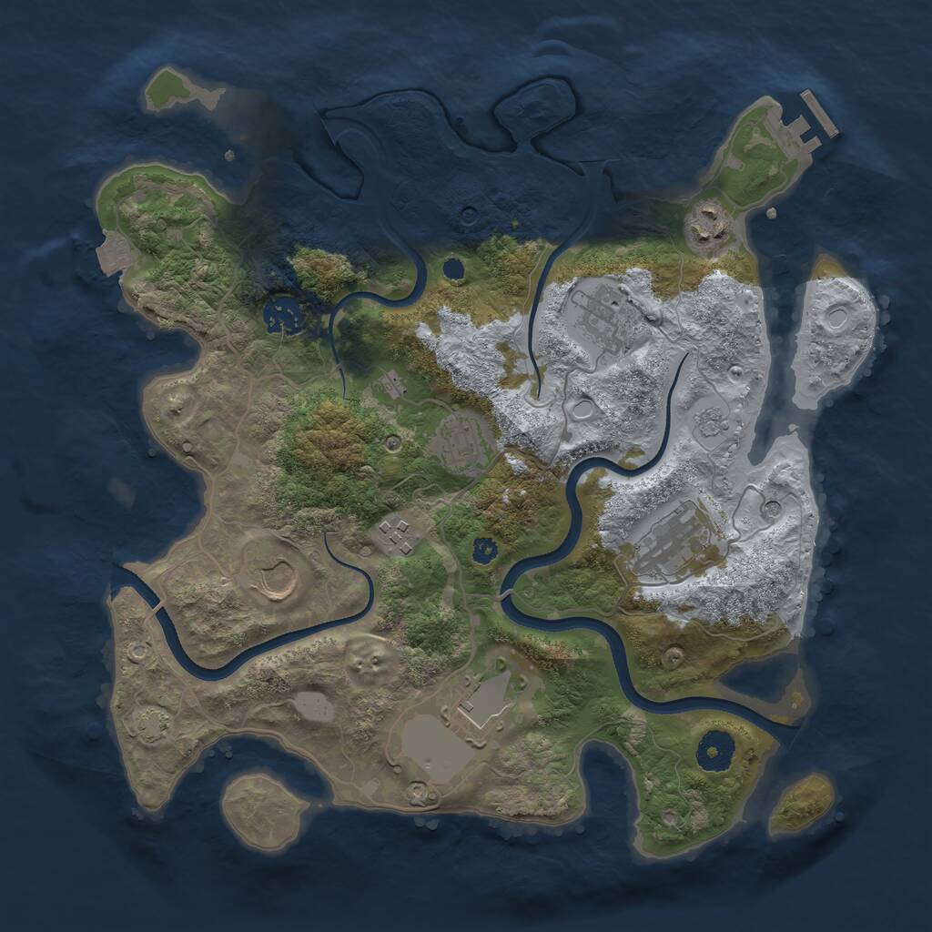 Rust Map: Procedural Map, Size: 3500, Seed: 1236709, 13 Monuments
