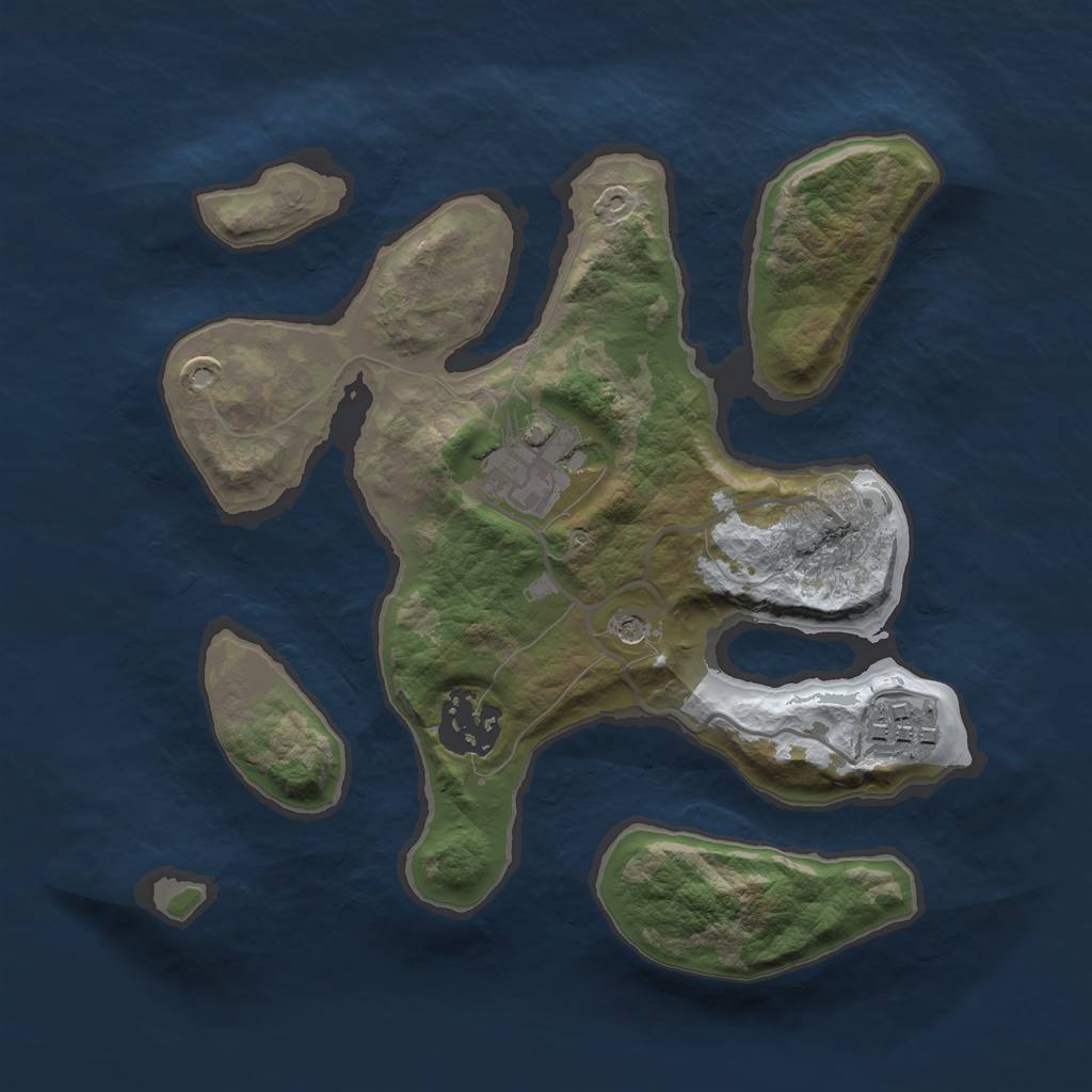 Rust Map: Barren, Size: 2500, Seed: 1142536, 6 Monuments