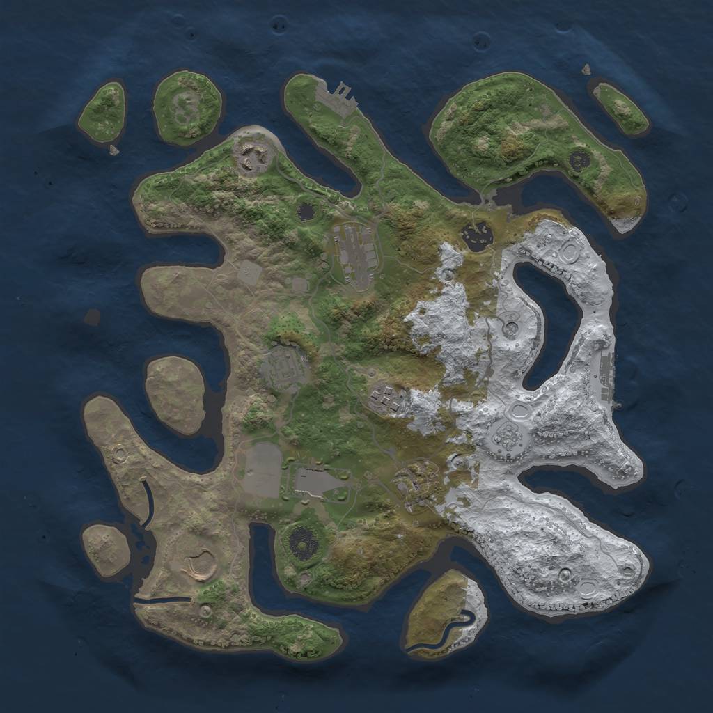 Rust Map: Procedural Map, Size: 3500, Seed: 6213103, 17 Monuments