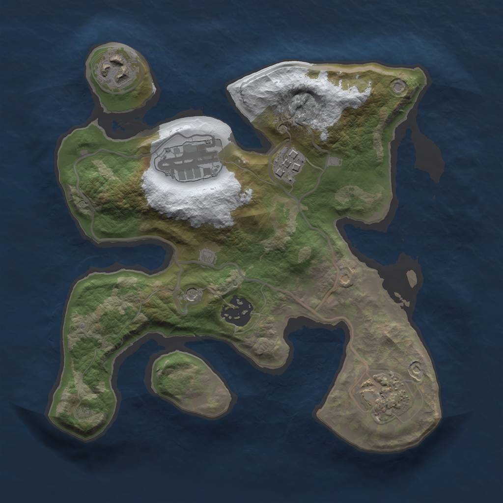 Rust Map: Barren, Size: 2500, Seed: 1337814, 8 Monuments