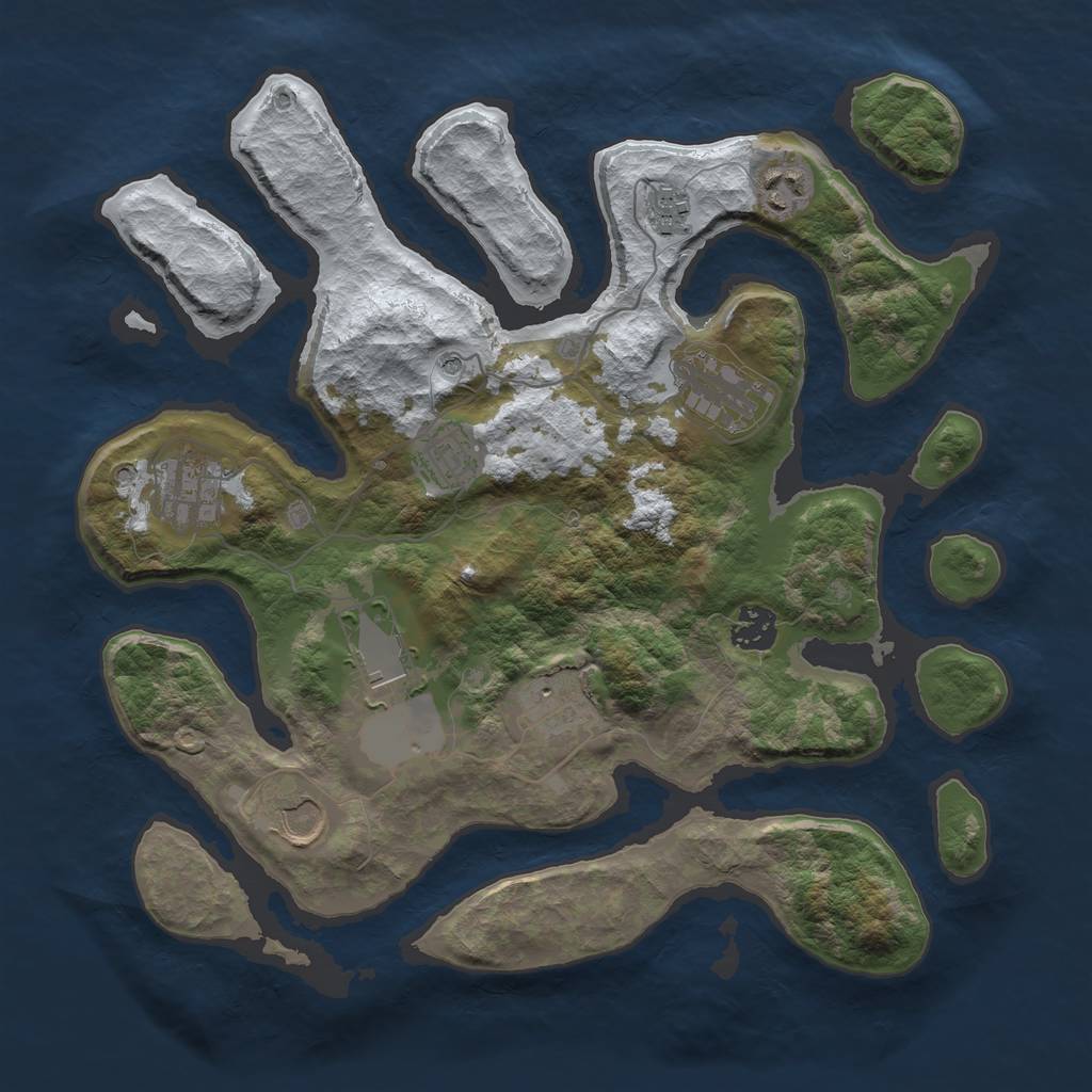 Rust Map: Barren, Size: 3500, Seed: 855749, 12 Monuments