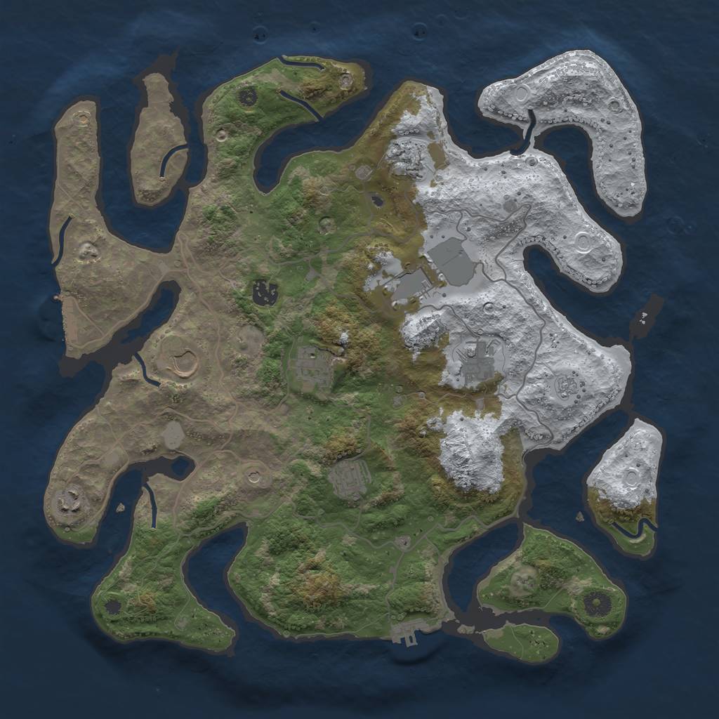Rust Map: Procedural Map, Size: 4000, Seed: 4320870, 17 Monuments
