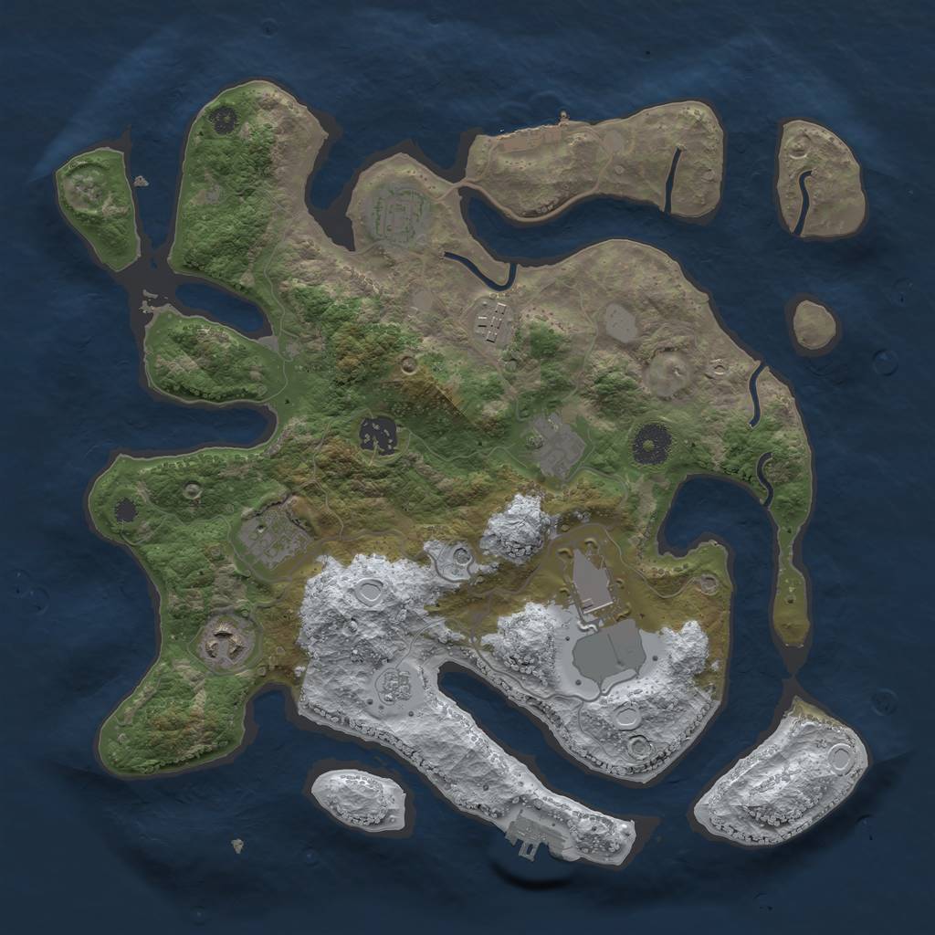 Rust Map: Procedural Map, Size: 3500, Seed: 3802423, 16 Monuments