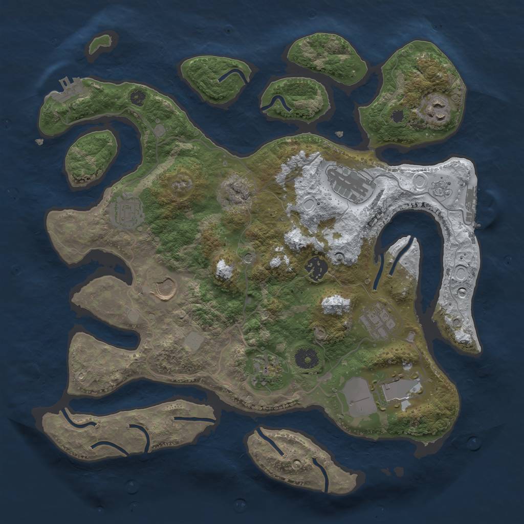 Rust Map: Procedural Map, Size: 3500, Seed: 1792843349, 17 Monuments