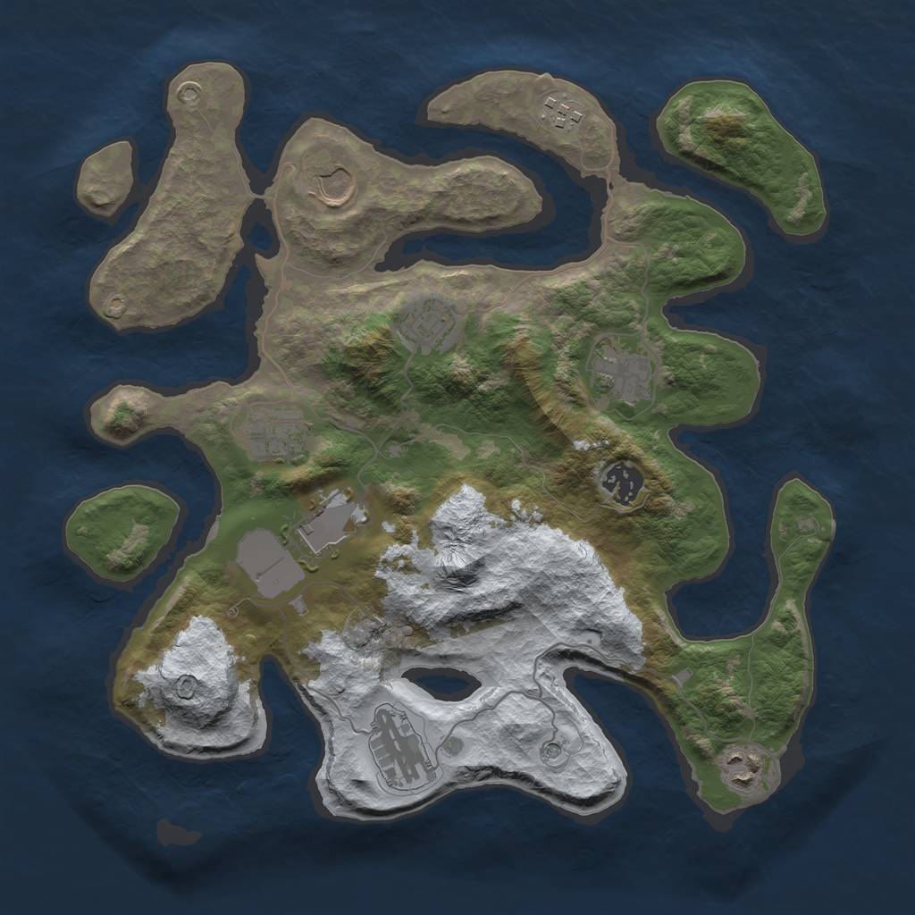 Rust Map: Barren, Size: 3500, Seed: 5635578, 12 Monuments