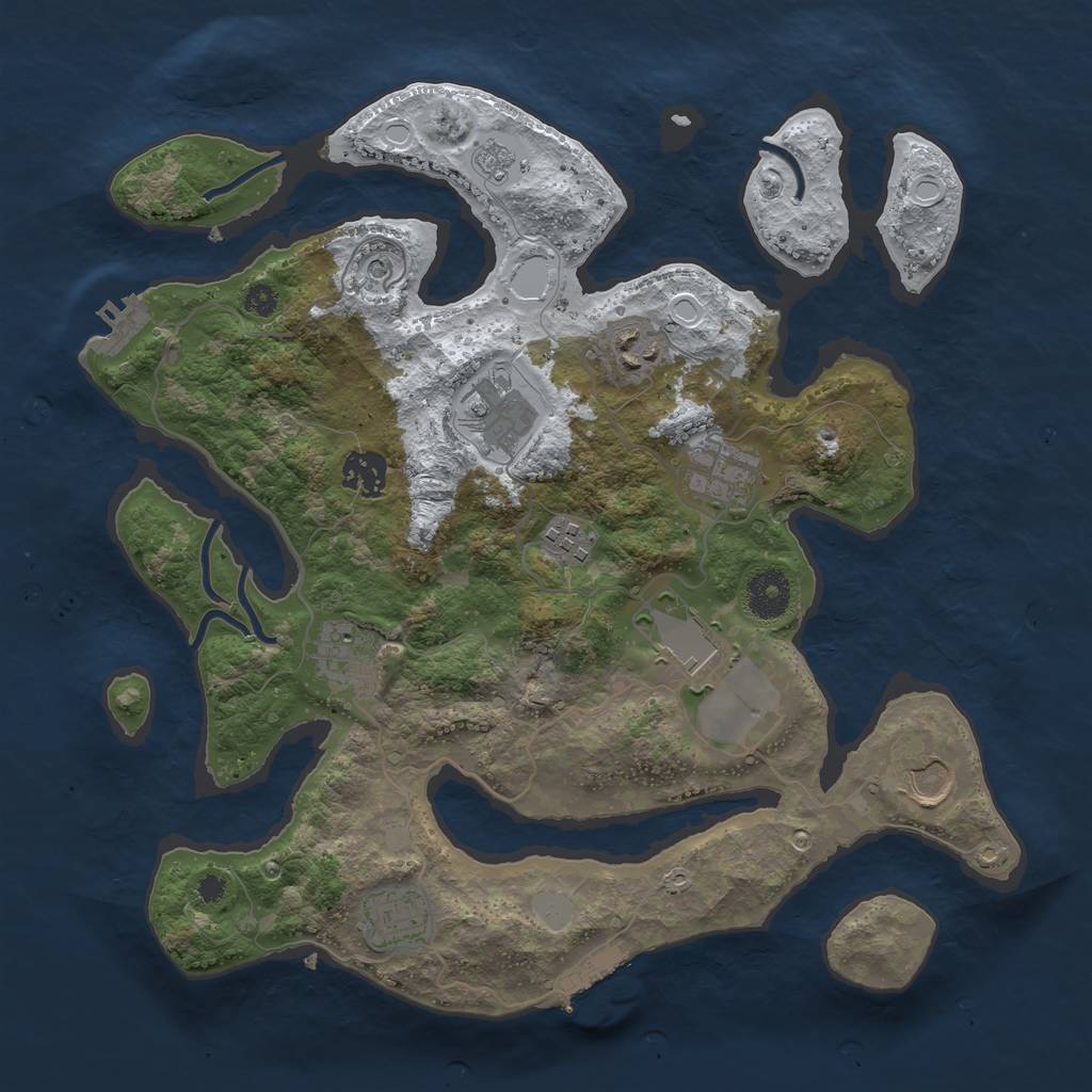 Rust Map: Procedural Map, Size: 3500, Seed: 4379383, 18 Monuments