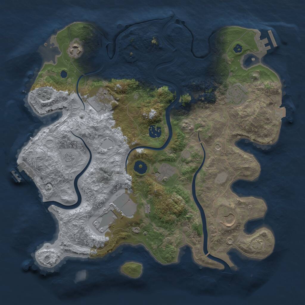 Rust Map: Procedural Map, Size: 3500, Seed: 1942323, 14 Monuments