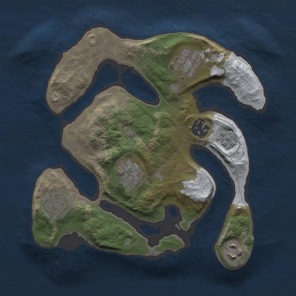 Rust Map: Barren, Size: 2500, Seed: 4467, 8 Monuments