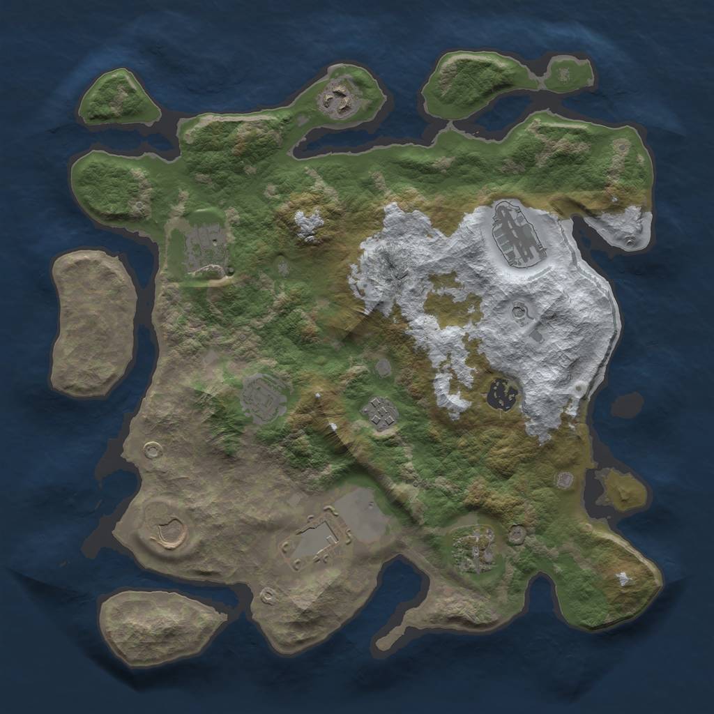 Rust Map: Barren, Size: 3500, Seed: 4936944, 12 Monuments