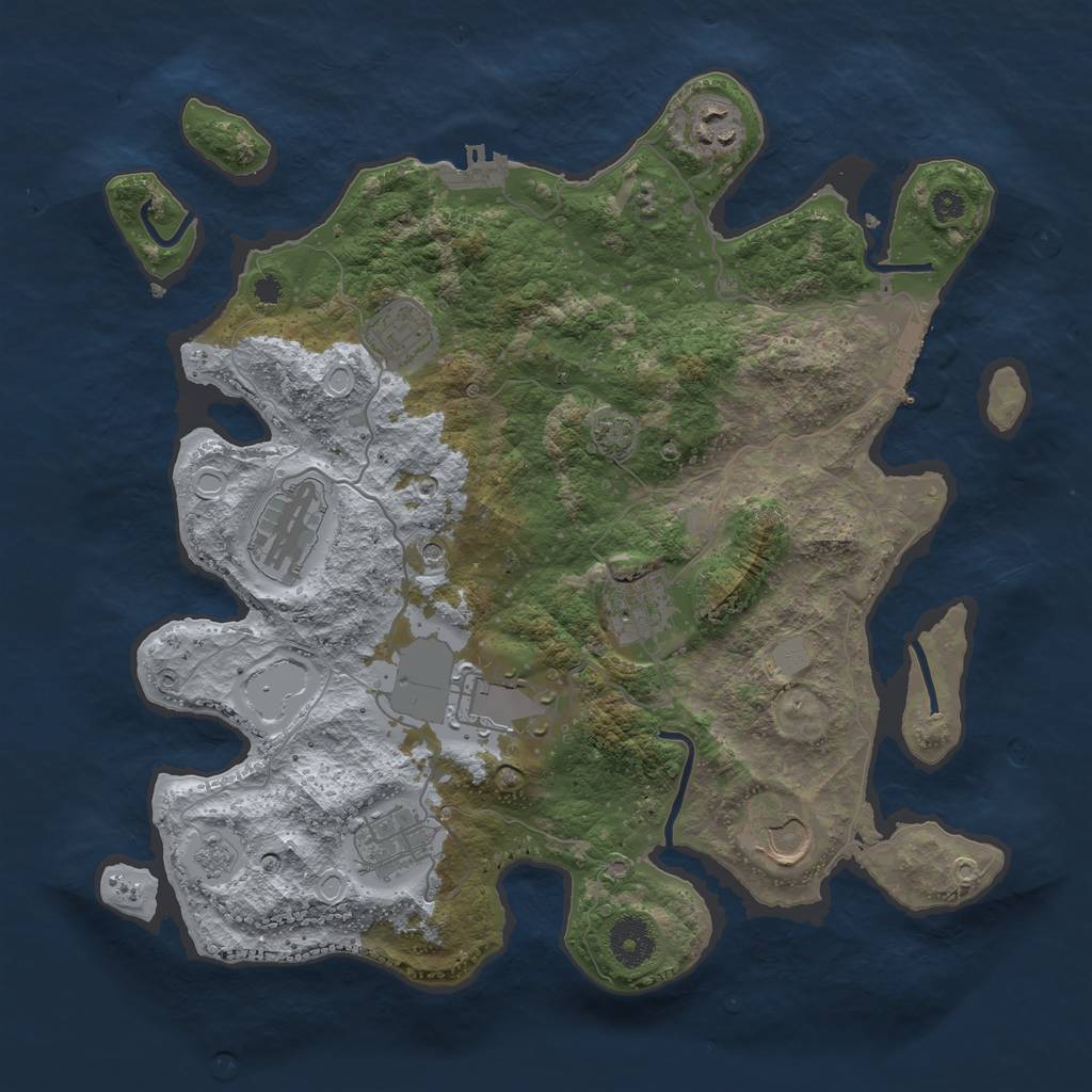 Rust Map: Procedural Map, Size: 3500, Seed: 4445639, 15 Monuments