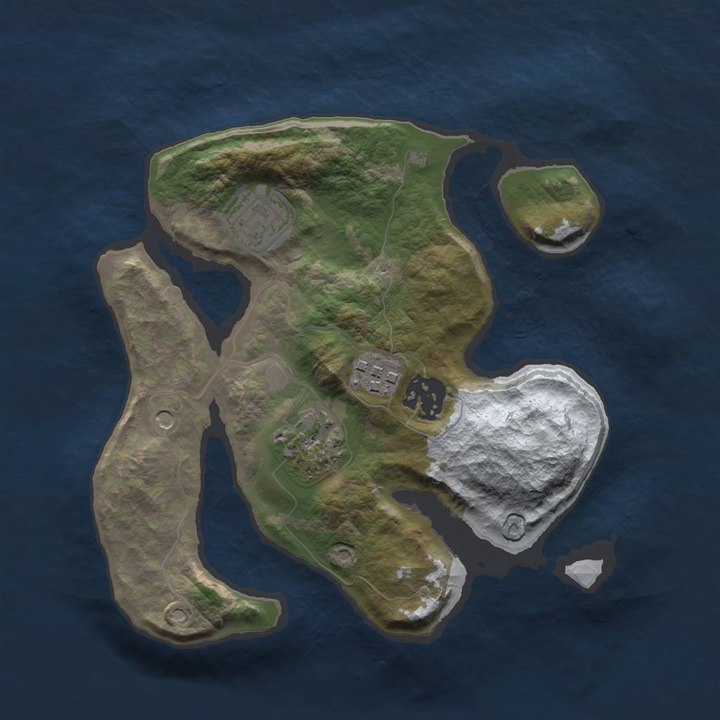 Rust Map: Barren, Size: 2500, Seed: 4796153, 7 Monuments