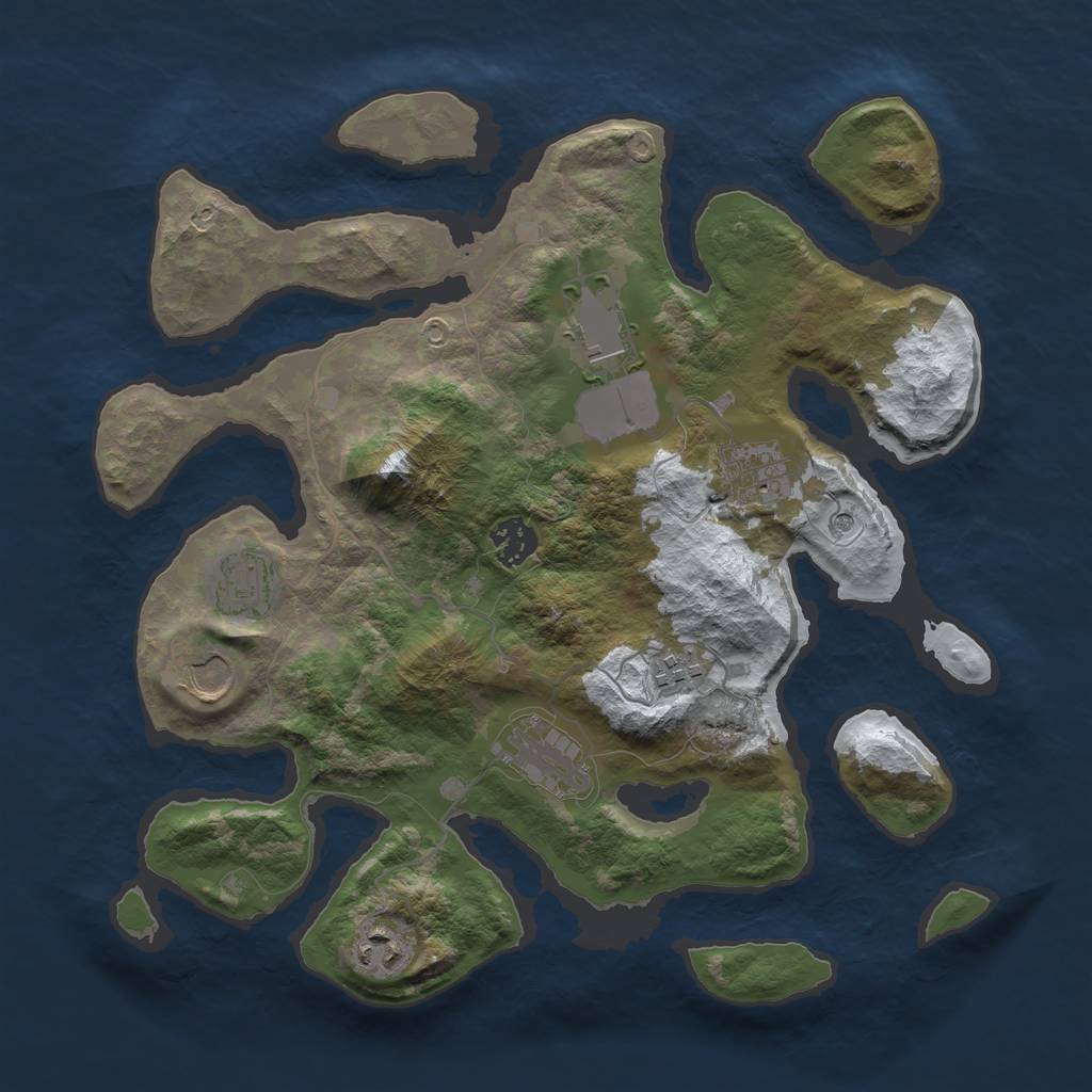Rust Map: Barren, Size: 3500, Seed: 5024531, 11 Monuments