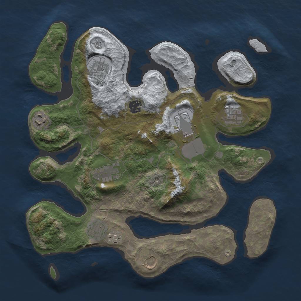 Rust Map: Barren, Size: 3500, Seed: 2141761, 12 Monuments