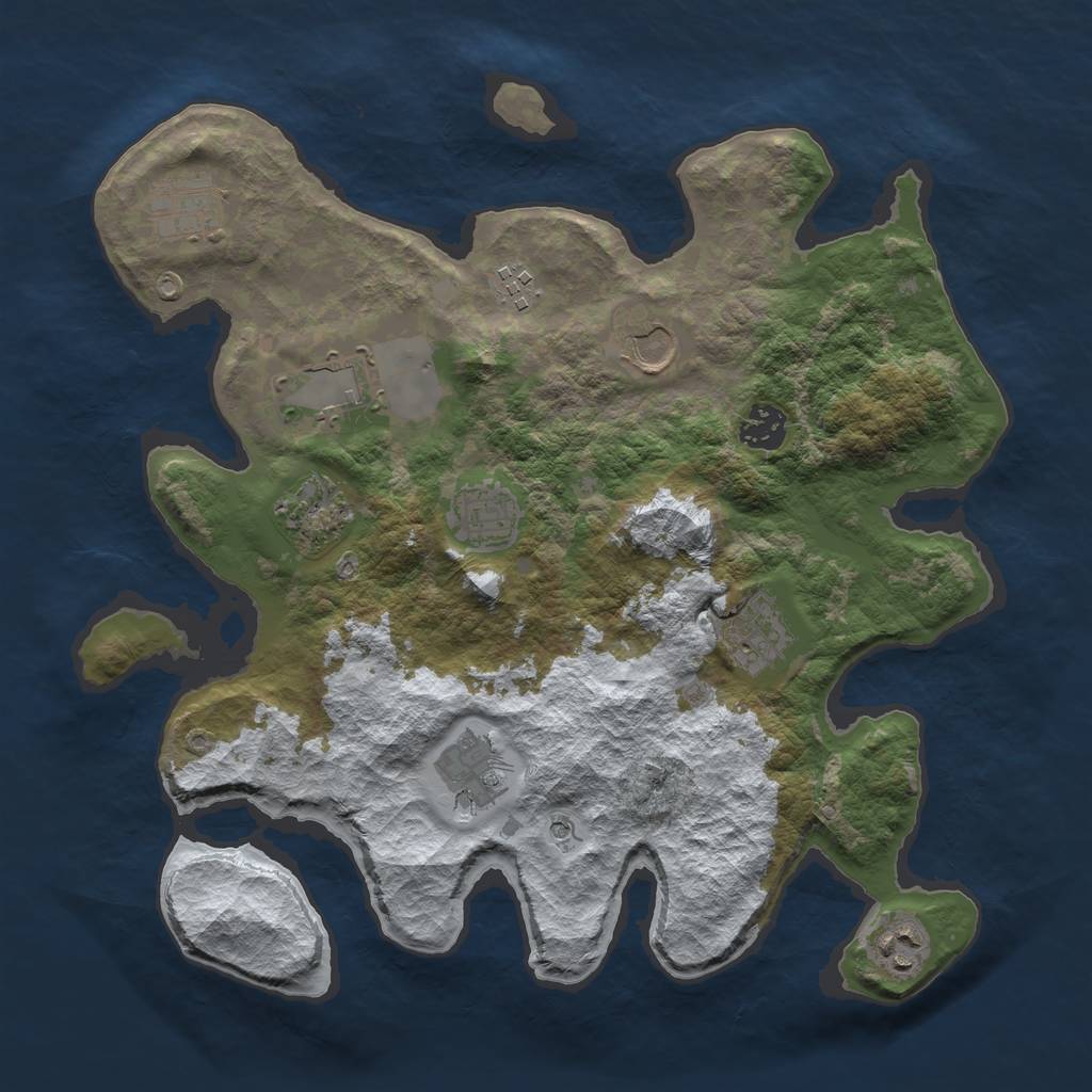 Rust Map: Barren, Size: 3500, Seed: 5421348, 13 Monuments