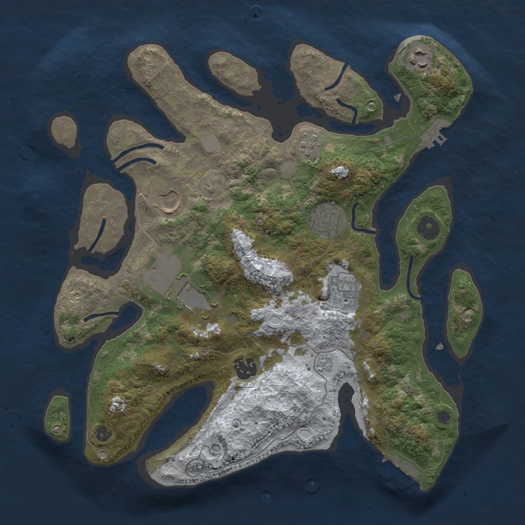 Rust Map: Procedural Map, Size: 3500, Seed: 2035733, 16 Monuments