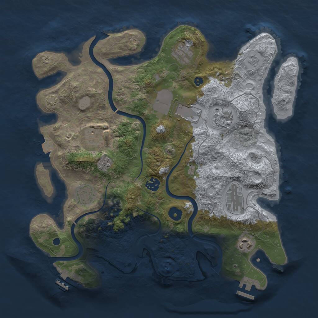 Rust Map: Procedural Map, Size: 3500, Seed: 586496, 15 Monuments