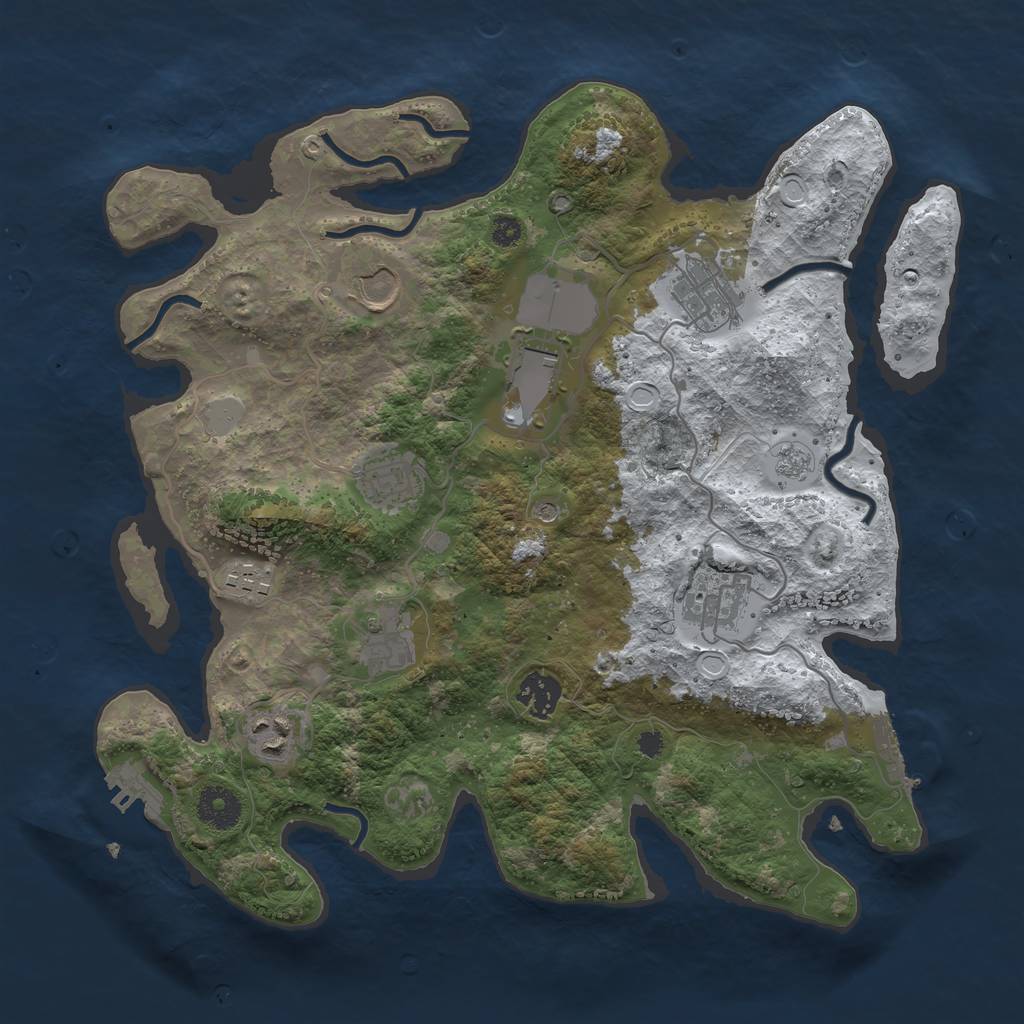 Rust Map: Procedural Map, Size: 3500, Seed: 586496, 18 Monuments