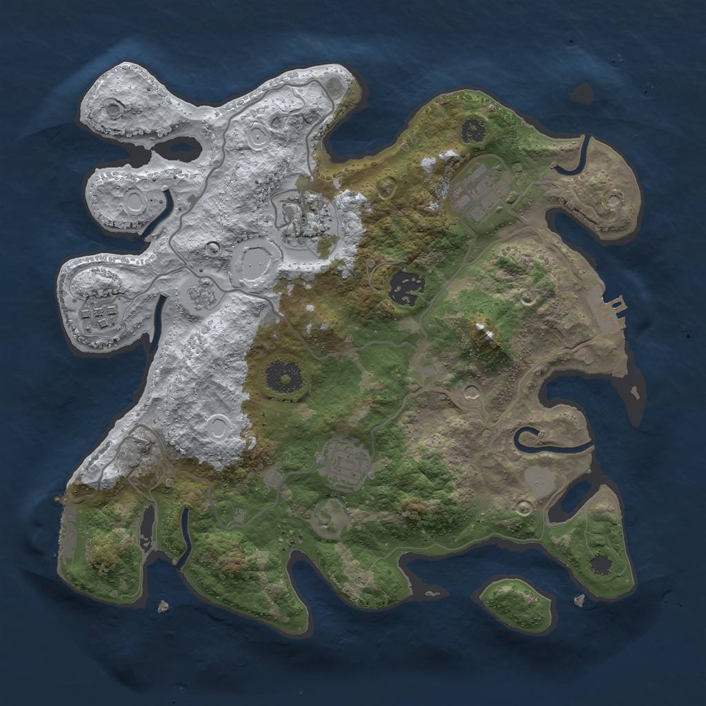 Rust Map: Procedural Map, Size: 3000, Seed: 1323971499, 14 Monuments