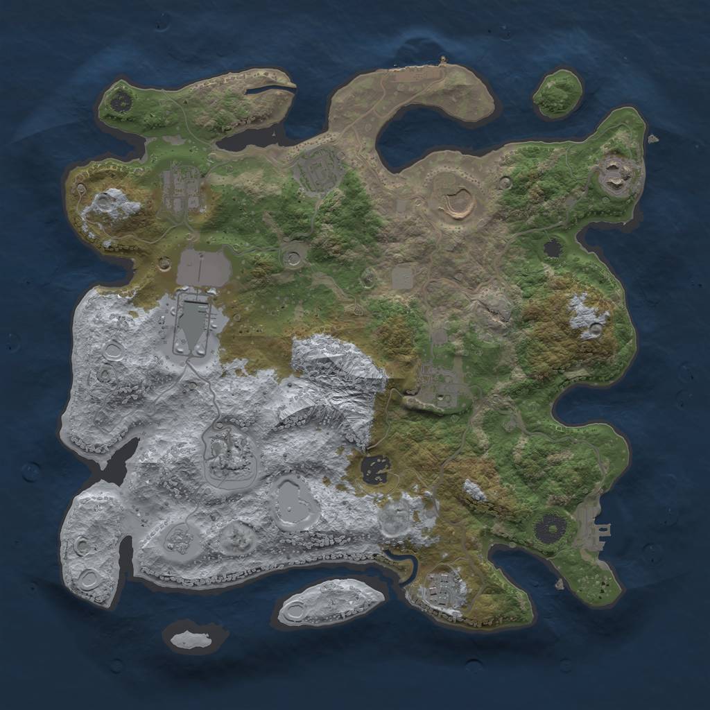 Rust Map: Procedural Map, Size: 3500, Seed: 1989393, 18 Monuments