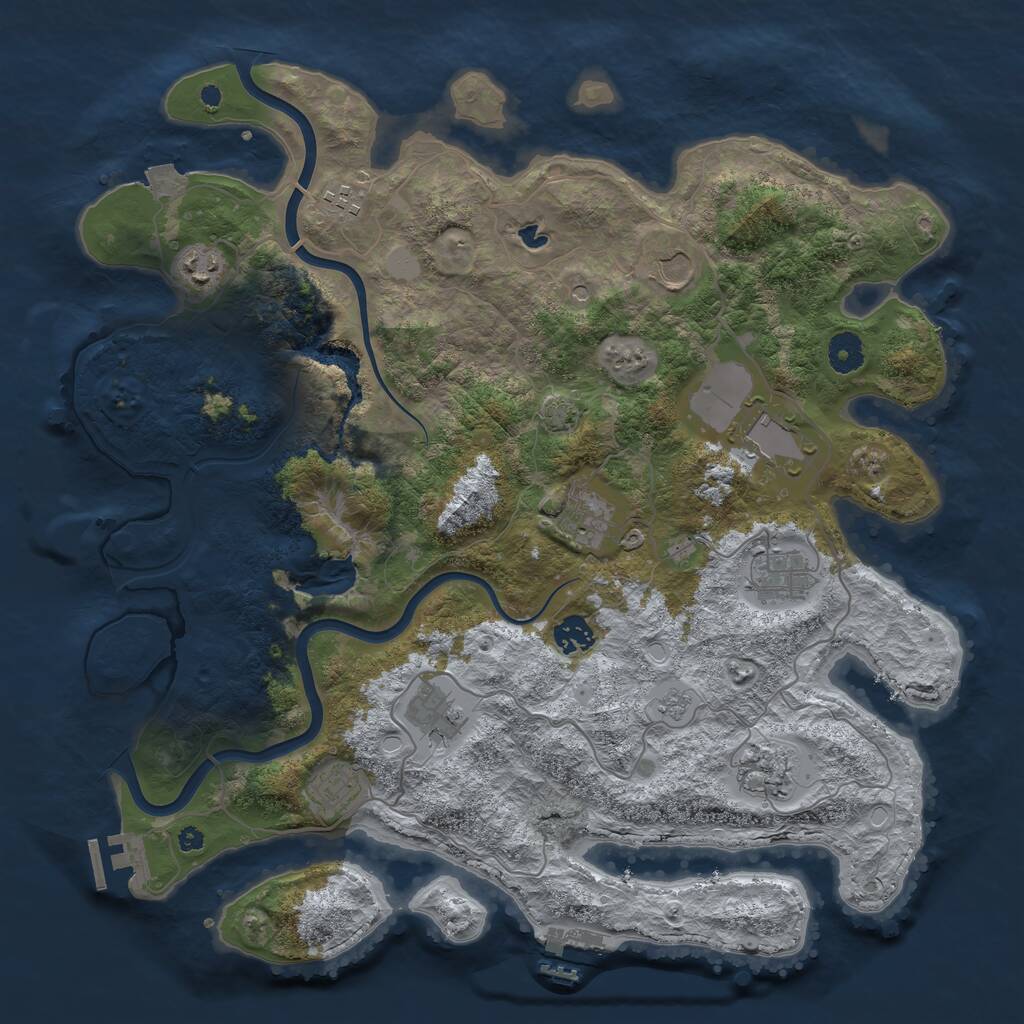 Rust Map: Procedural Map, Size: 4000, Seed: 469258, 16 Monuments