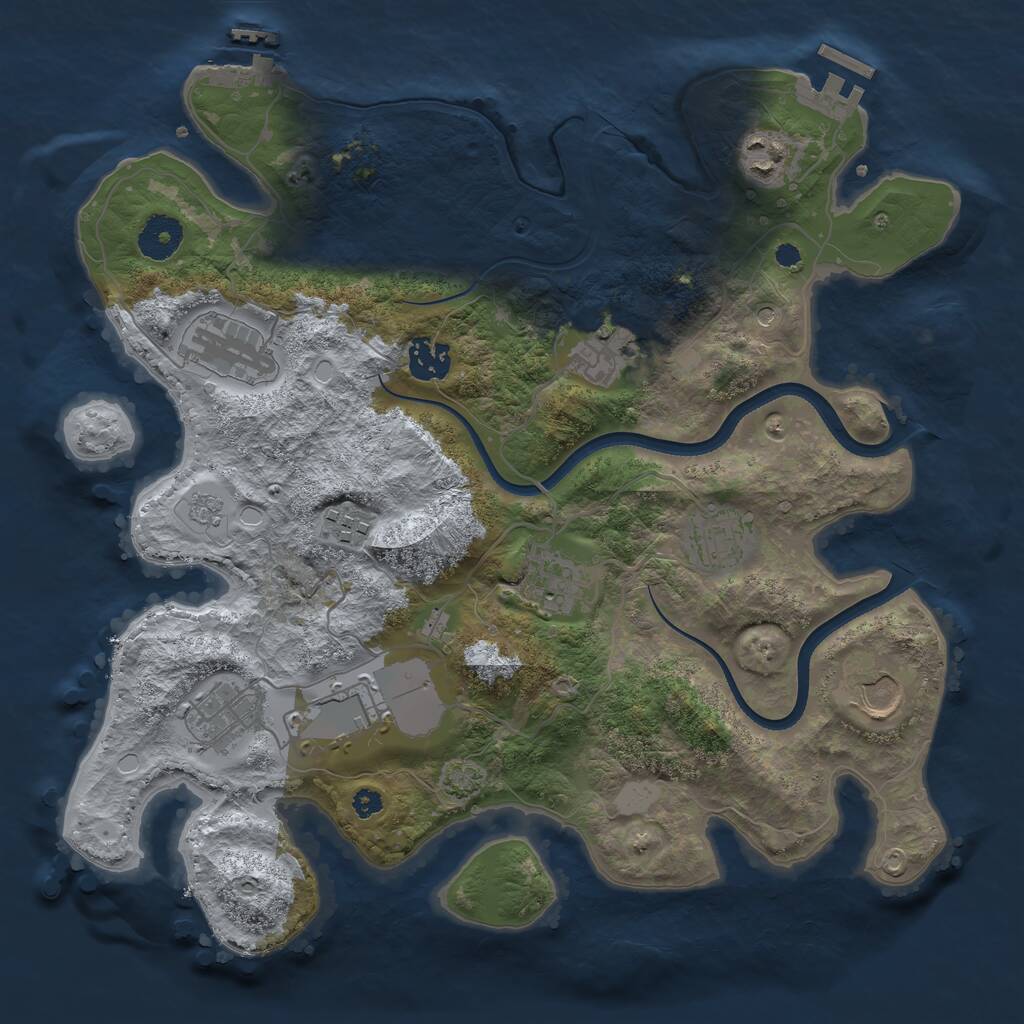 Rust Map: Procedural Map, Size: 3500, Seed: 479399, 16 Monuments