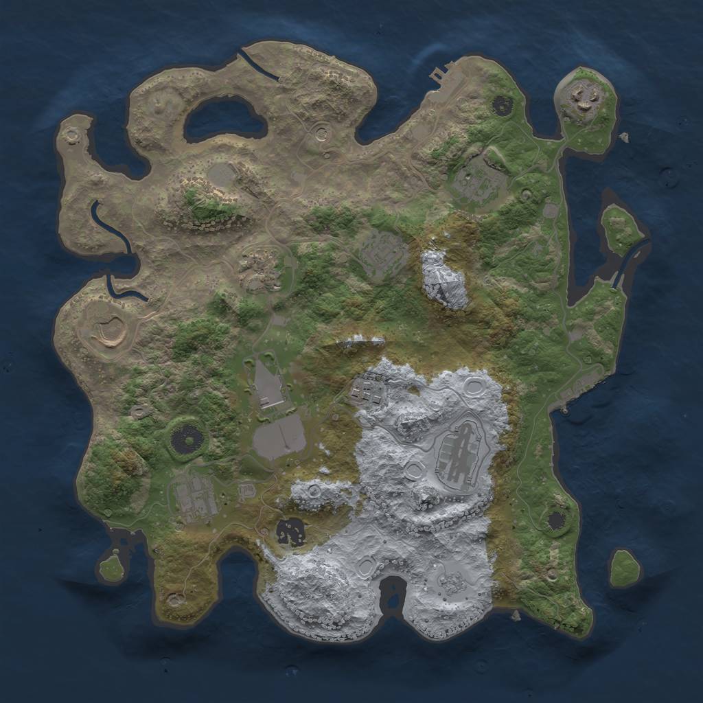 Rust Map: Procedural Map, Size: 3500, Seed: 1049648, 19 Monuments