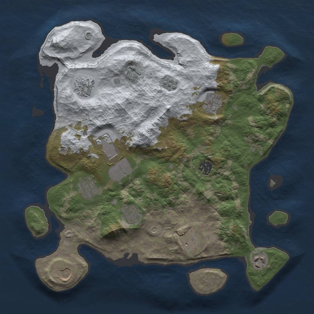 Rust Map: Barren, Size: 3500, Seed: 2703499, 13 Monuments