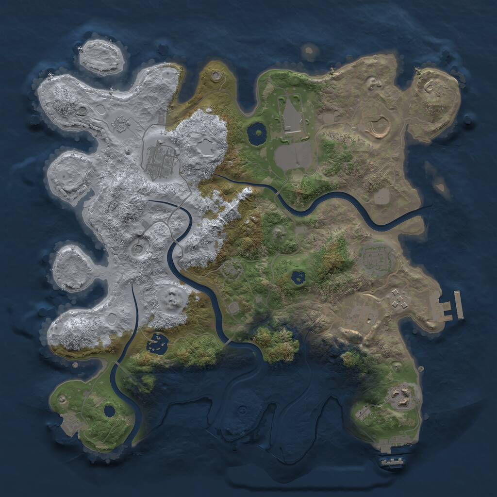Rust Map: Procedural Map, Size: 3500, Seed: 1132084828, 14 Monuments