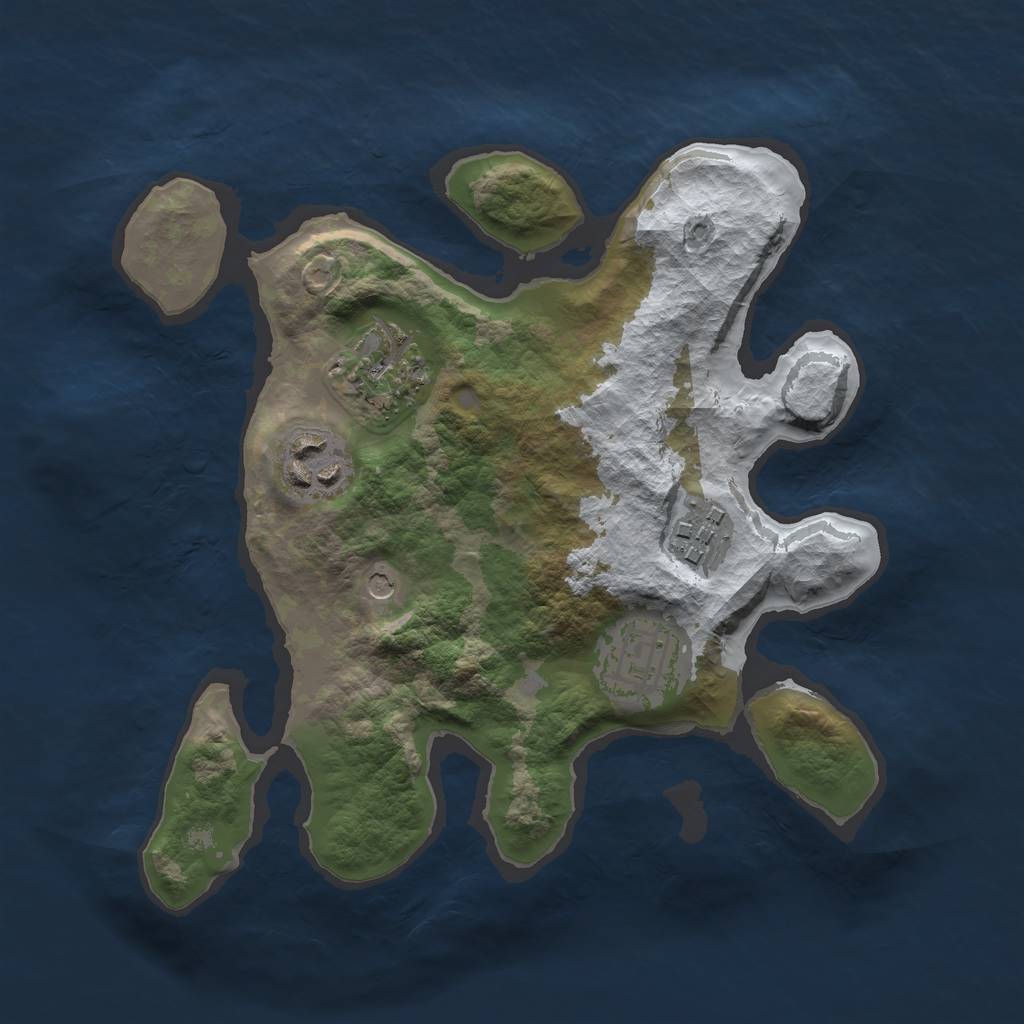 Rust Map: Barren, Size: 2500, Seed: 2353515, 7 Monuments