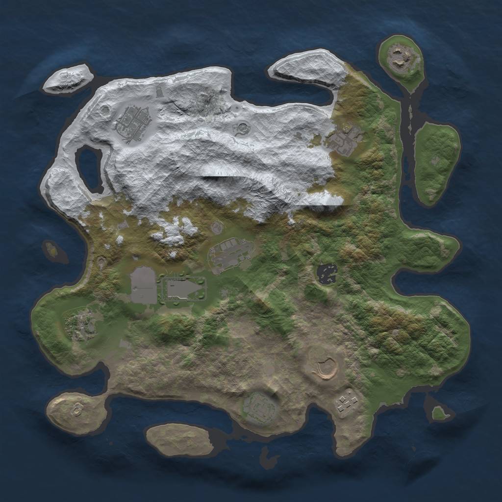 Rust Map: Barren, Size: 3500, Seed: 1990719, 13 Monuments