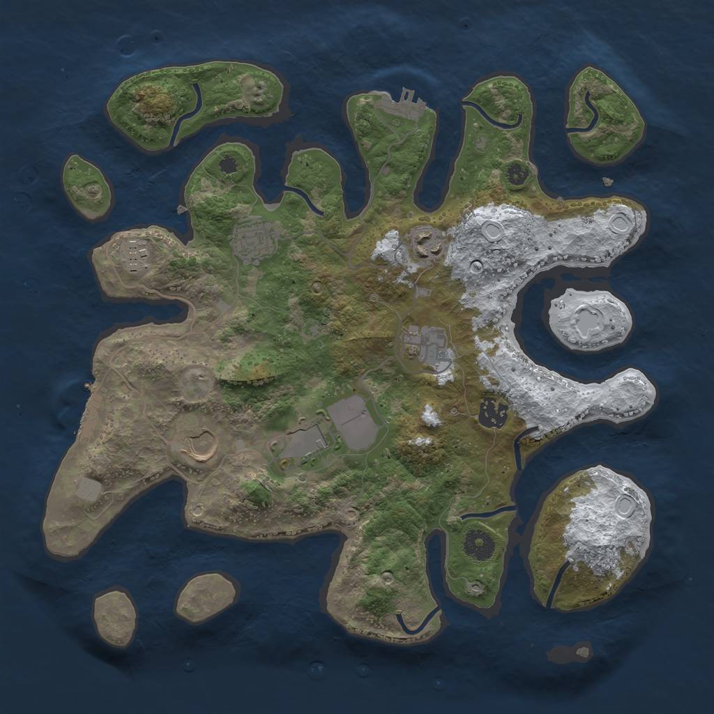 Rust Map: Procedural Map, Size: 3500, Seed: 3302806, 14 Monuments