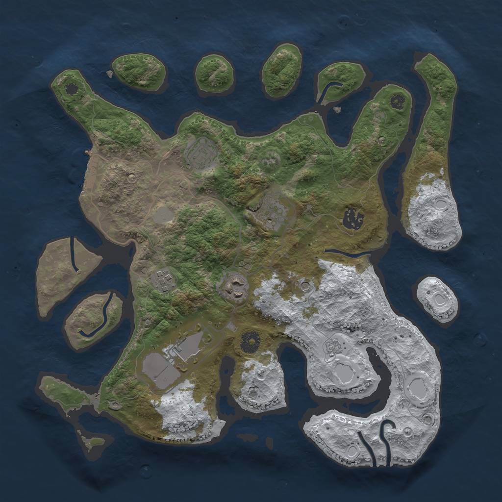 Rust Map: Procedural Map, Size: 3500, Seed: 5915952, 14 Monuments