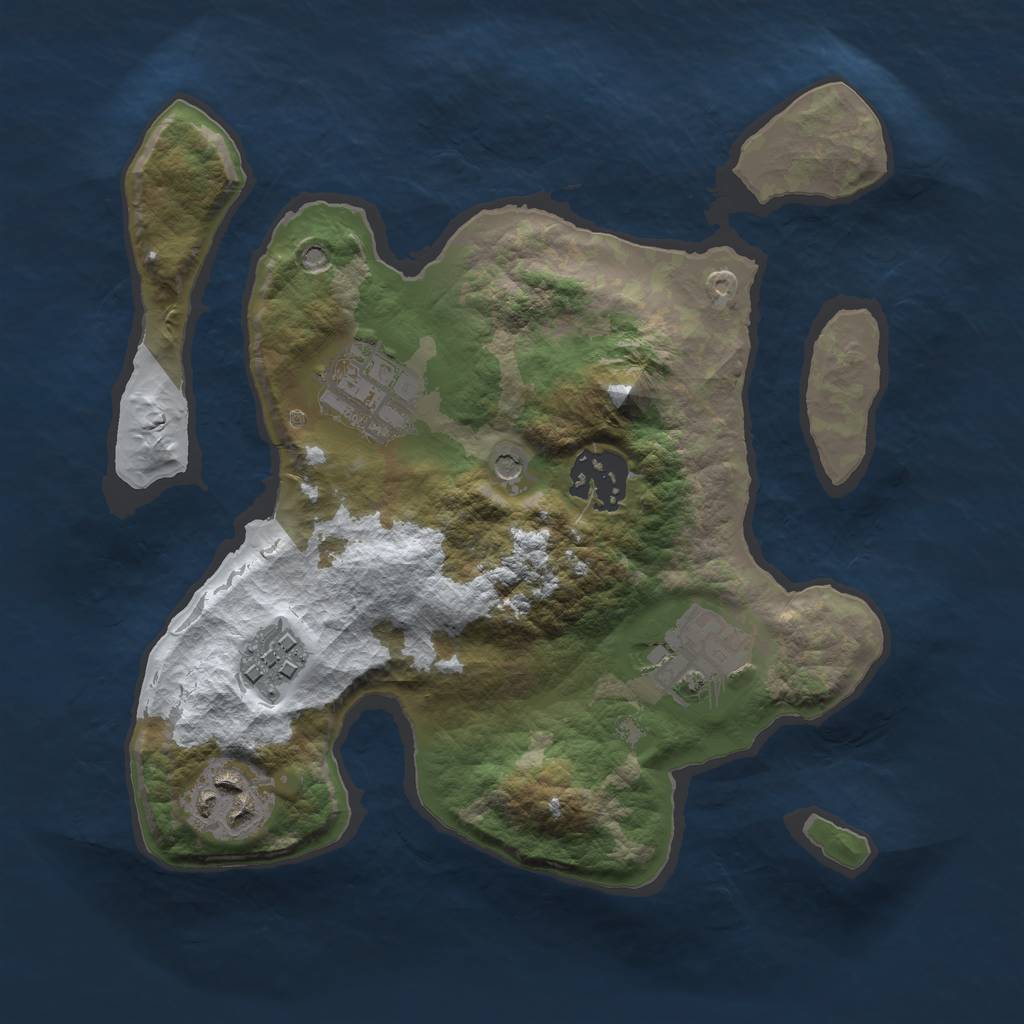 Rust Map: Barren, Size: 2500, Seed: 1706539, 8 Monuments