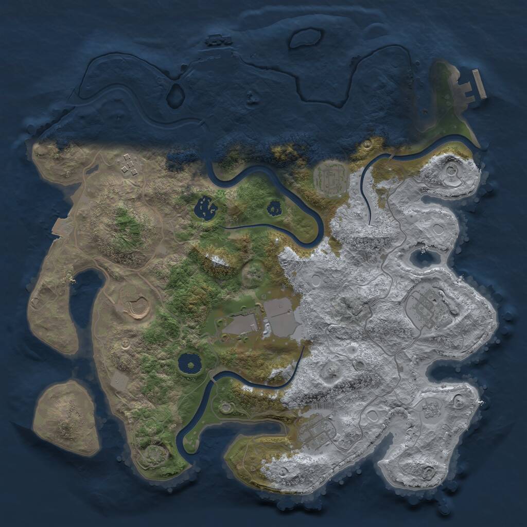 Rust Map: Procedural Map, Size: 3500, Seed: 6361132, 13 Monuments