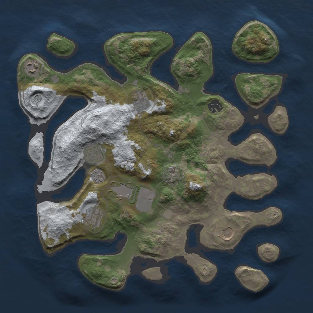 Rust Map: Barren, Size: 3500, Seed: 791257, 11 Monuments